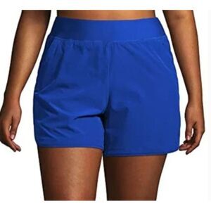 lands end swimsuit 18w bottom board shorts attached panty electric blue new